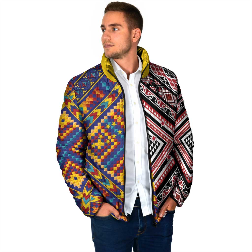 Tuvaluan and New Zealand Culture Padded Jacket The Art of Kolose and Taniko - Aussie Hoodie