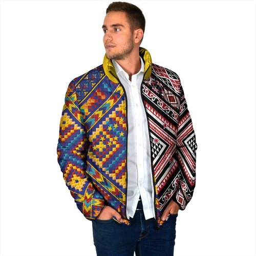 Tuvaluan and New Zealand Culture Padded Jacket The Art of Kolose and Taniko - Aussie Hoodie
