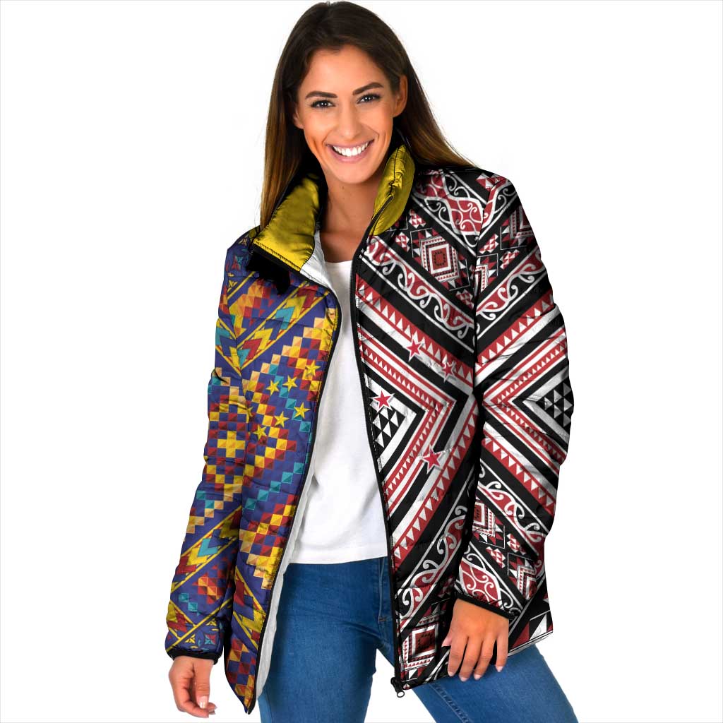 Tuvaluan and New Zealand Culture Padded Jacket The Art of Kolose and Taniko - Aussie Hoodie