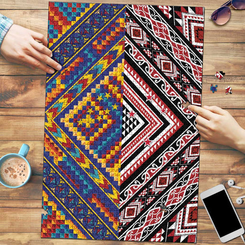 Tuvaluan and New Zealand Culture Puzzle The Art of Kolose and Taniko - Aussie Hoodie