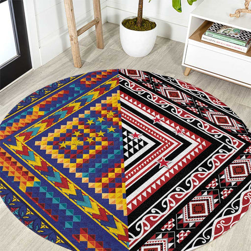 Tuvaluan and New Zealand Culture Round Carpet The Art of Kolose and Taniko - Aussie Hoodie