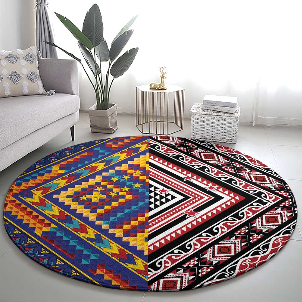 Tuvaluan and New Zealand Culture Round Carpet The Art of Kolose and Taniko - Aussie Hoodie