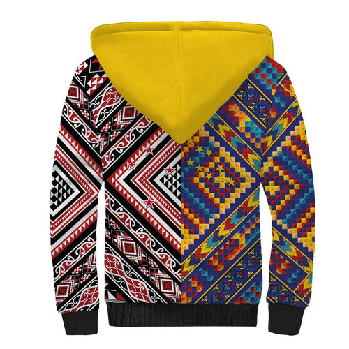 Tuvaluan and New Zealand Culture Sherpa Hoodie The Art of Kolose and Taniko - Aussie Hoodie