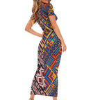 Tuvaluan and New Zealand Culture Short Sleeve Bodycon Dress The Art of Kolose and Taniko - Aussie Hoodie