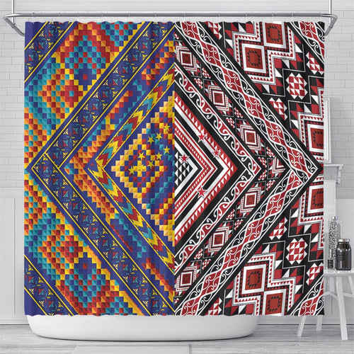 Tuvaluan and New Zealand Culture Shower Curtain The Art of Kolose and Taniko - Aussie Hoodie