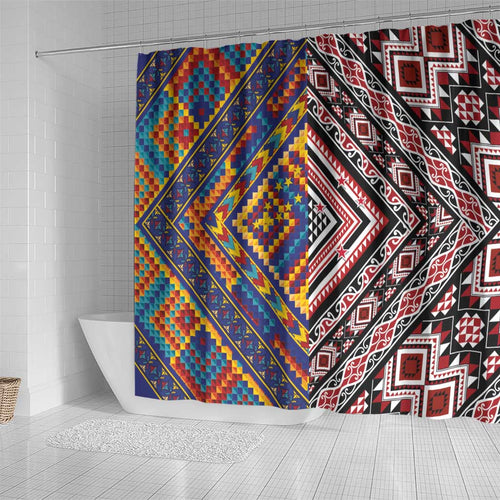 Tuvaluan and New Zealand Culture Shower Curtain The Art of Kolose and Taniko - Aussie Hoodie