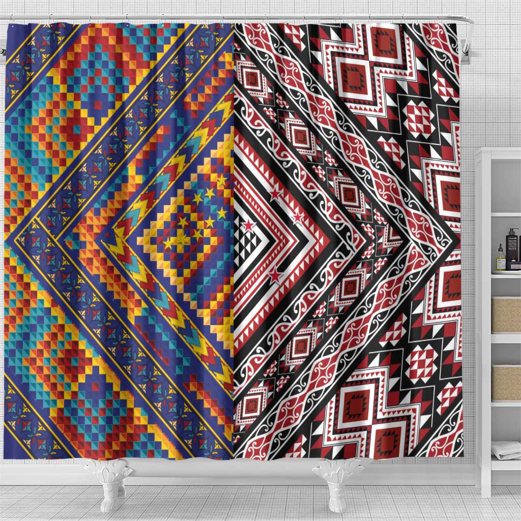 Tuvaluan and New Zealand Culture Shower Curtain The Art of Kolose and Taniko - Aussie Hoodie