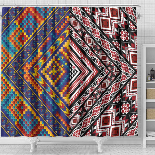 Tuvaluan and New Zealand Culture Shower Curtain The Art of Kolose and Taniko - Aussie Hoodie