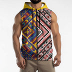 Tuvaluan and New Zealand Culture Sleeveless Zip Hoodie The Art of Kolose and Taniko LT03