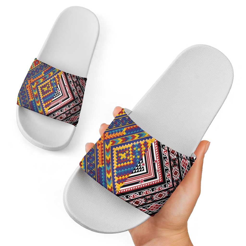 Tuvaluan and New Zealand Culture Slide Sandals The Art of Kolose and Taniko - Aussie Hoodie