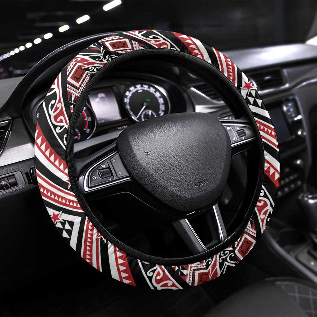 Tuvaluan and New Zealand Culture Steering Wheel Cover The Art of Kolose and Taniko - Aussie Hoodie