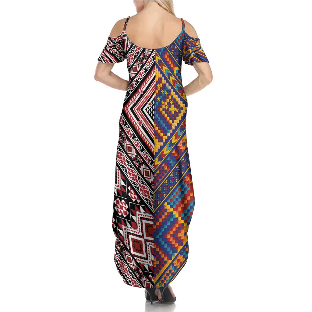 Tuvaluan and New Zealand Culture Summer Maxi Dress The Art of Kolose and Taniko - Aussie Hoodie