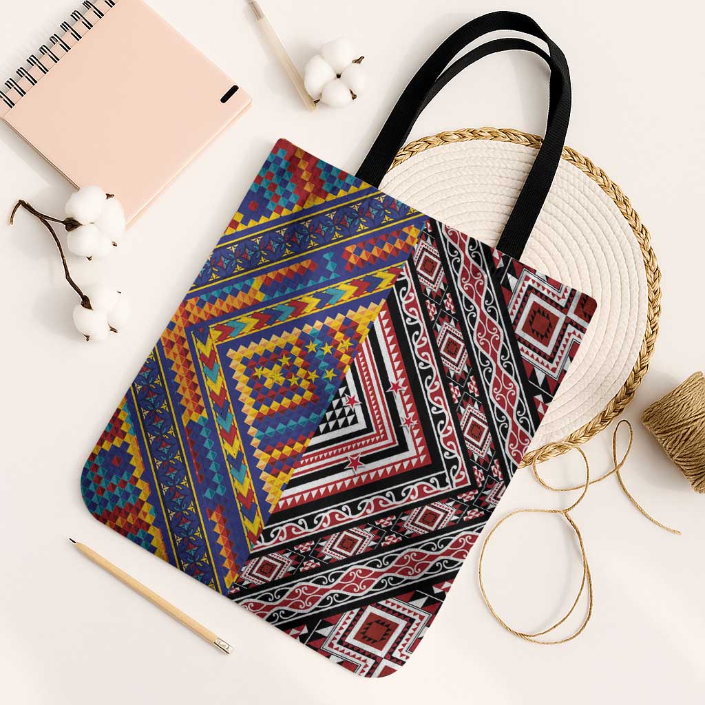 Tuvaluan and New Zealand Culture Tote Bag The Art of Kolose and Taniko - Aussie Hoodie