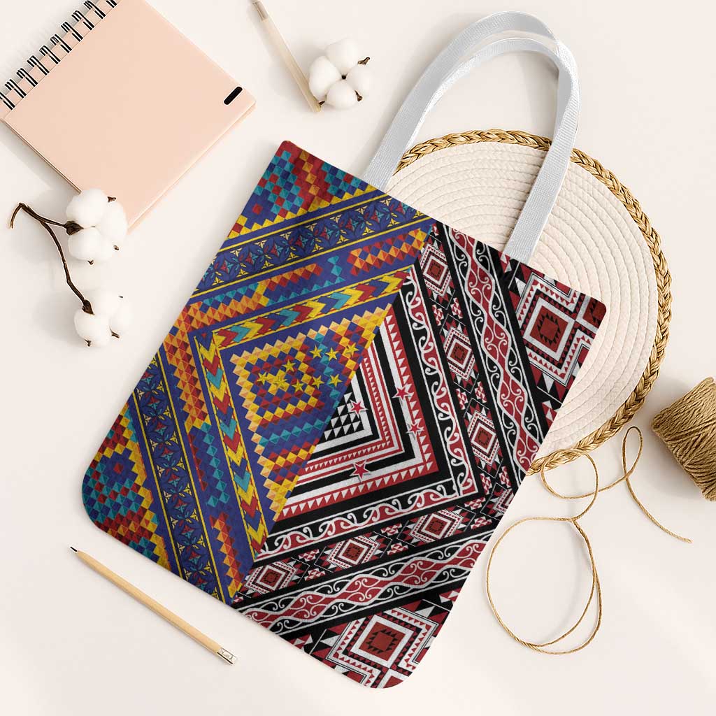 Tuvaluan and New Zealand Culture Tote Bag The Art of Kolose and Taniko - Aussie Hoodie
