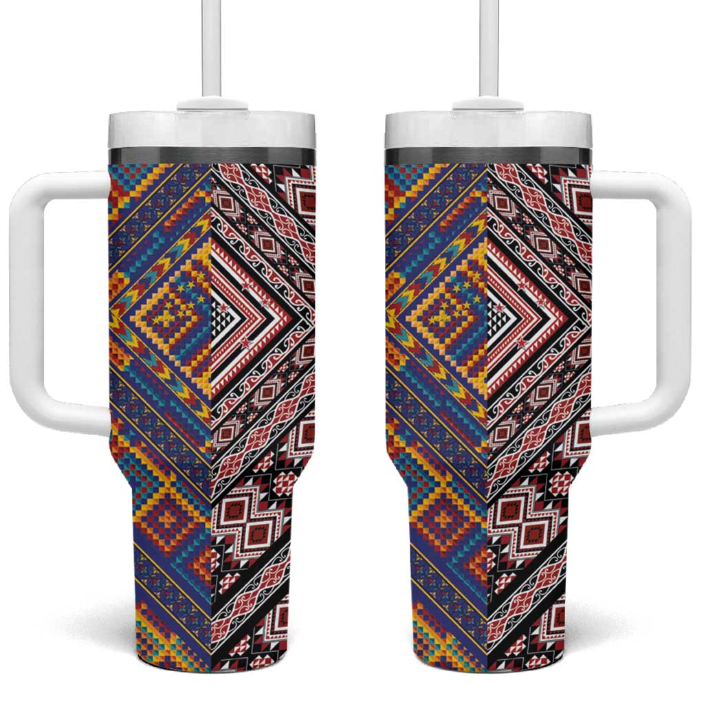 Tuvaluan and New Zealand Culture Tumbler With Handle The Art of Kolose and Taniko - Aussie Hoodie