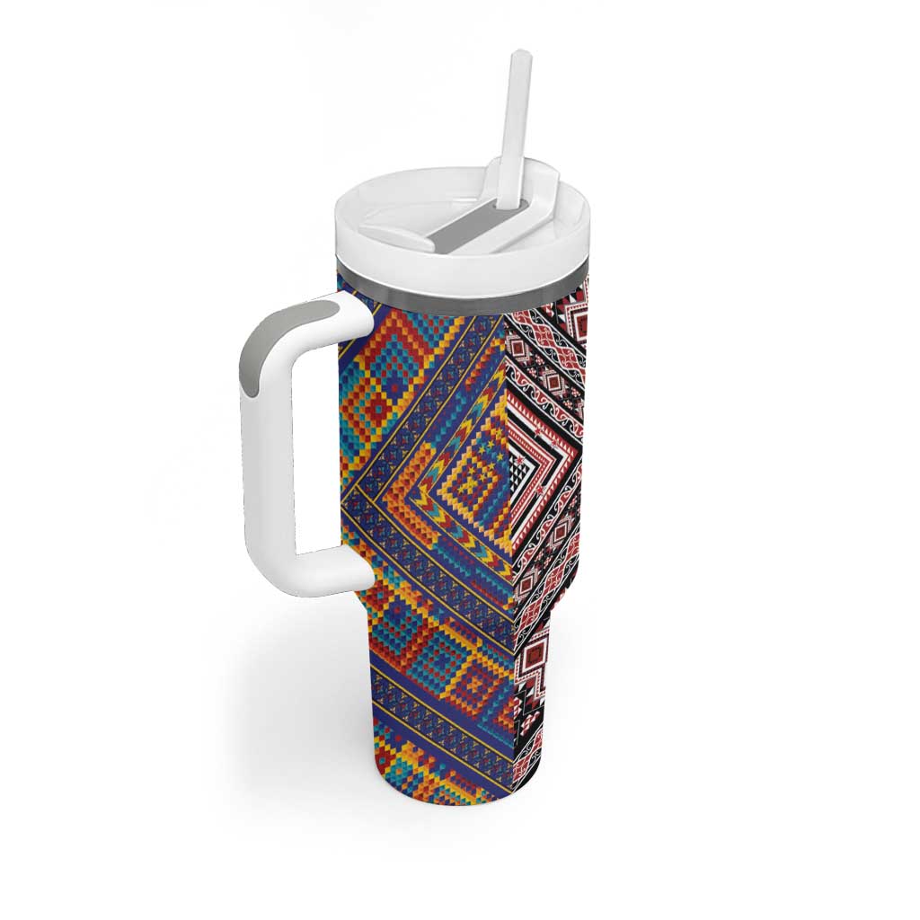 Tuvaluan and New Zealand Culture Tumbler With Handle The Art of Kolose and Taniko - Aussie Hoodie
