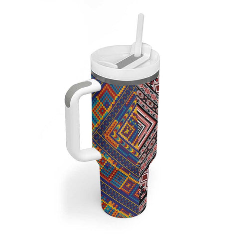 Tuvaluan and New Zealand Culture Tumbler With Handle The Art of Kolose and Taniko - Aussie Hoodie