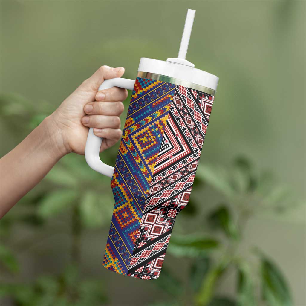 Tuvaluan and New Zealand Culture Tumbler With Handle The Art of Kolose and Taniko - Aussie Hoodie