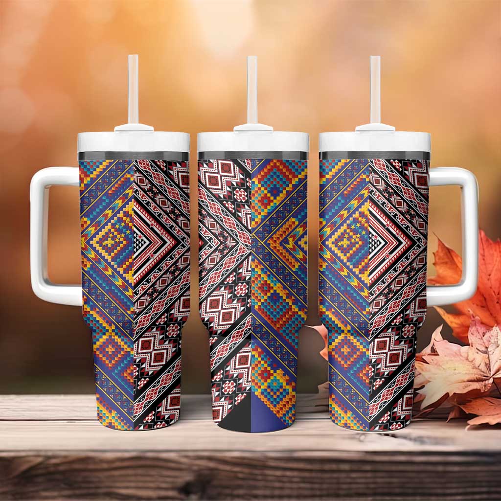 Tuvaluan and New Zealand Culture Tumbler With Handle The Art of Kolose and Taniko - Aussie Hoodie