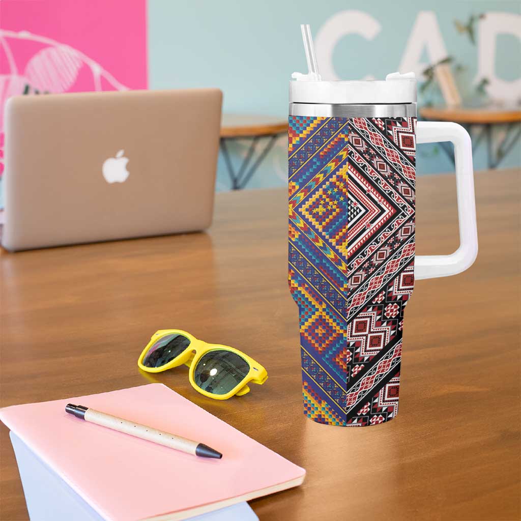 Tuvaluan and New Zealand Culture Tumbler With Handle The Art of Kolose and Taniko - Aussie Hoodie