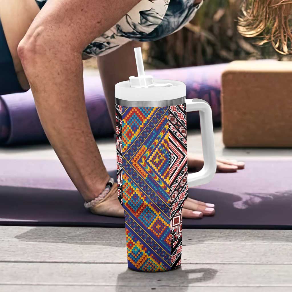 Tuvaluan and New Zealand Culture Tumbler With Handle The Art of Kolose and Taniko - Aussie Hoodie