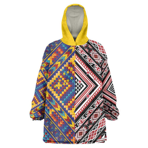 Tuvaluan and New Zealand Culture Wearable Blanket Hoodie The Art of Kolose and Taniko - Aussie Hoodie
