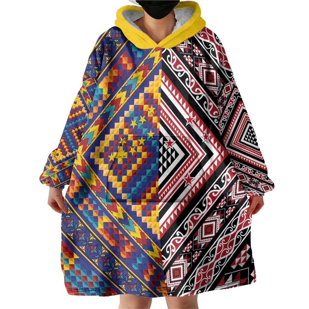 Tuvaluan and New Zealand Culture Wearable Blanket Hoodie The Art of Kolose and Taniko - Aussie Hoodie