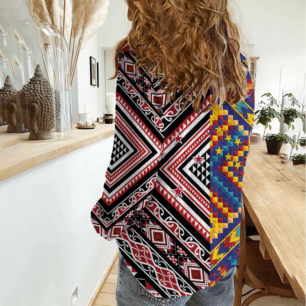 Tuvaluan and New Zealand Culture Women Casual Shirt The Art of Kolose and Taniko - Aussie Hoodie