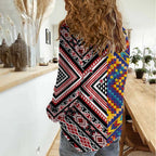 Tuvaluan and New Zealand Culture Women Casual Shirt The Art of Kolose and Taniko - Aussie Hoodie