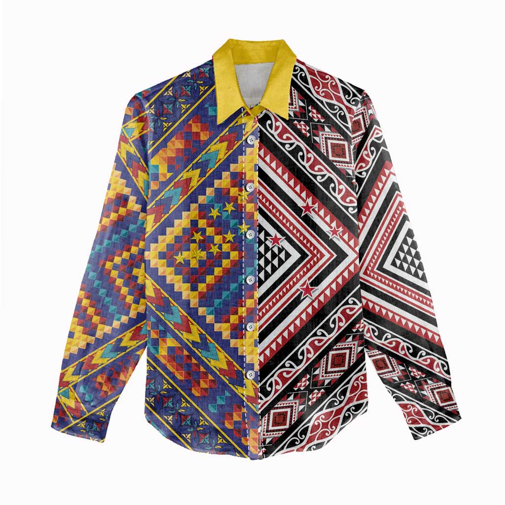 Tuvaluan and New Zealand Culture Women Casual Shirt The Art of Kolose and Taniko - Aussie Hoodie