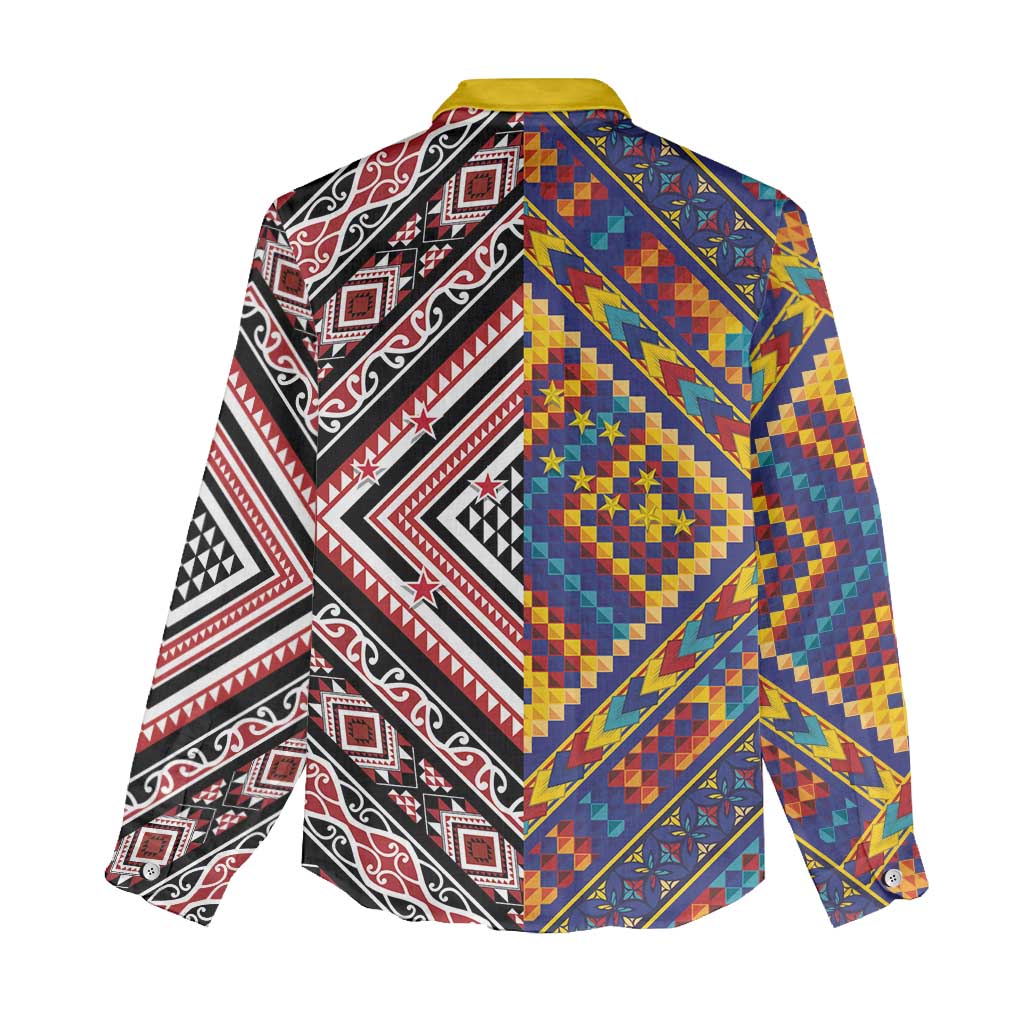 Tuvaluan and New Zealand Culture Women Casual Shirt The Art of Kolose and Taniko - Aussie Hoodie