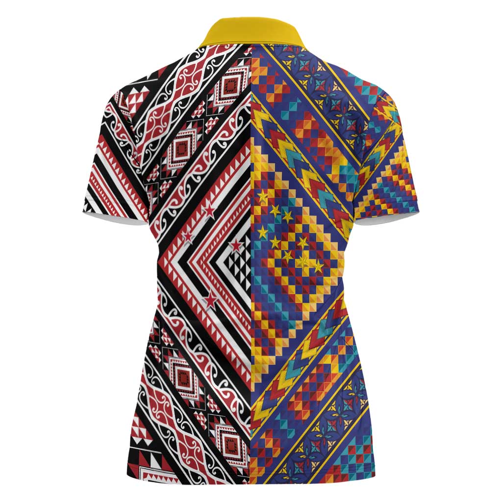 Tuvaluan and New Zealand Culture Women Polo Shirt The Art of Kolose and Taniko - Aussie Hoodie