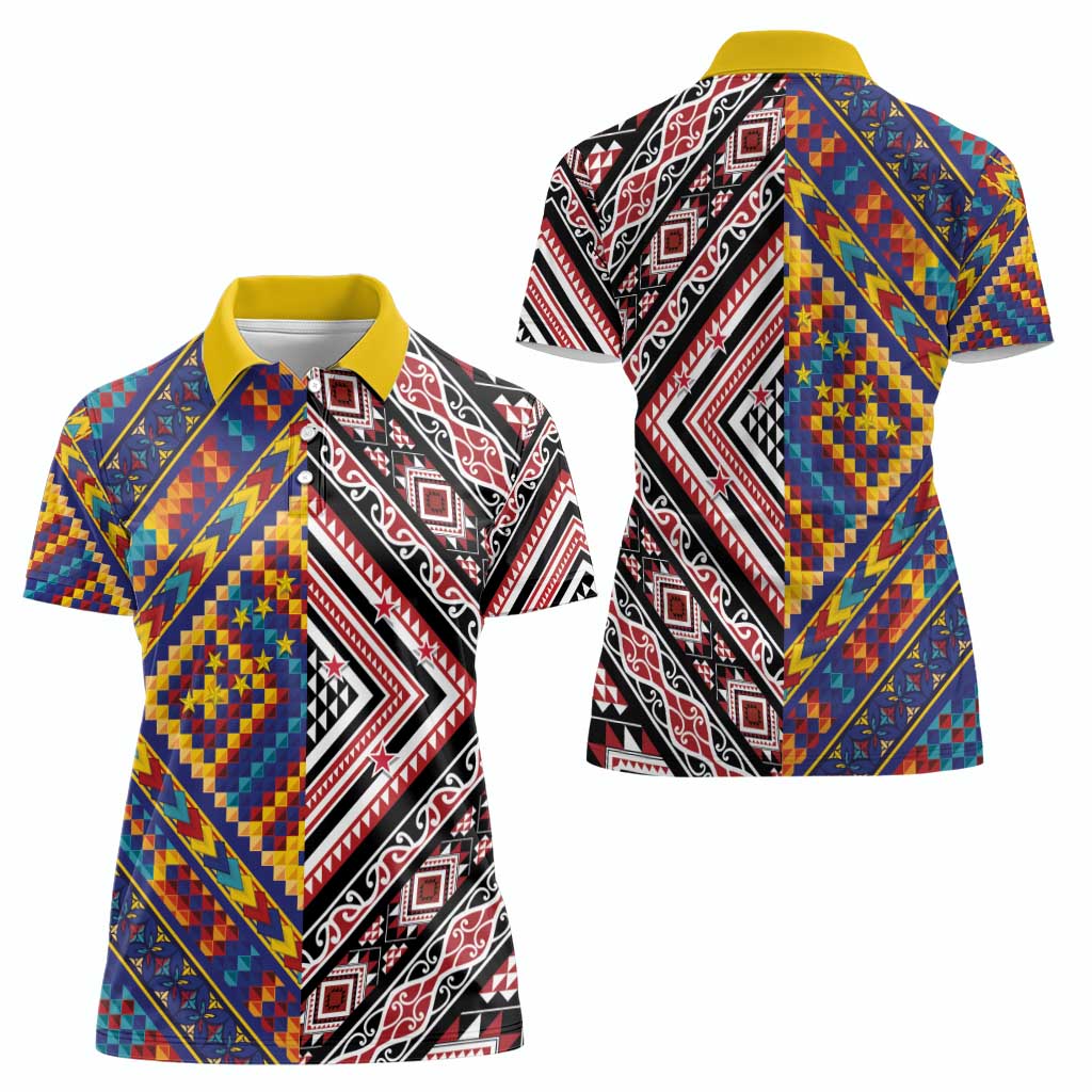 Tuvaluan and New Zealand Culture Women Polo Shirt The Art of Kolose and Taniko - Aussie Hoodie