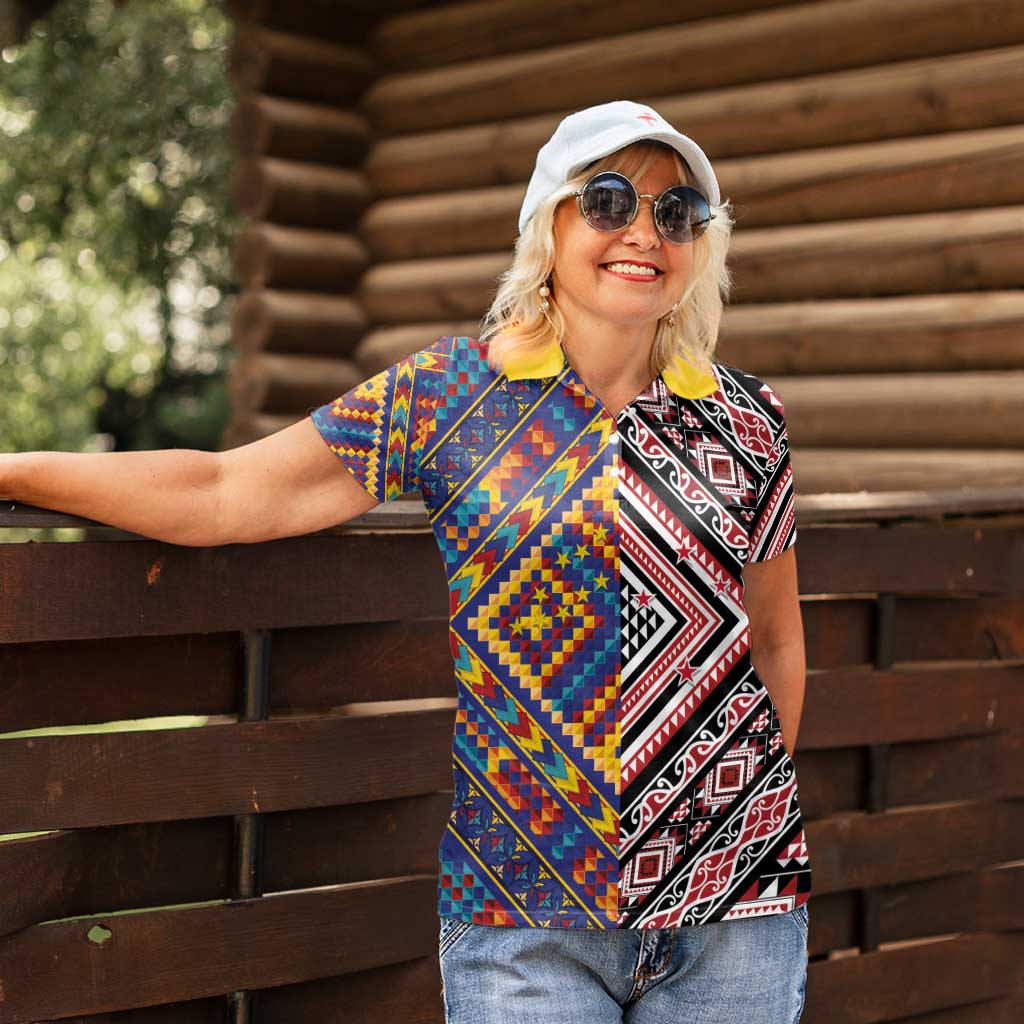 Tuvaluan and New Zealand Culture Women Polo Shirt The Art of Kolose and Taniko - Aussie Hoodie