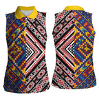 Tuvaluan and New Zealand Culture Women Sleeveless Polo Shirt The Art of Kolose and Taniko - Aussie Hoodie