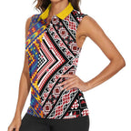 Tuvaluan and New Zealand Culture Women Sleeveless Polo Shirt The Art of Kolose and Taniko - Aussie Hoodie