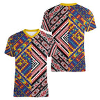 Tuvaluan and New Zealand Culture Women V-Neck T-Shirt The Art of Kolose and Taniko - Aussie Hoodie