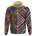 Tuvaluan and New Zealand Culture Zip Hoodie The Art of Kolose and Taniko - Aussie Hoodie