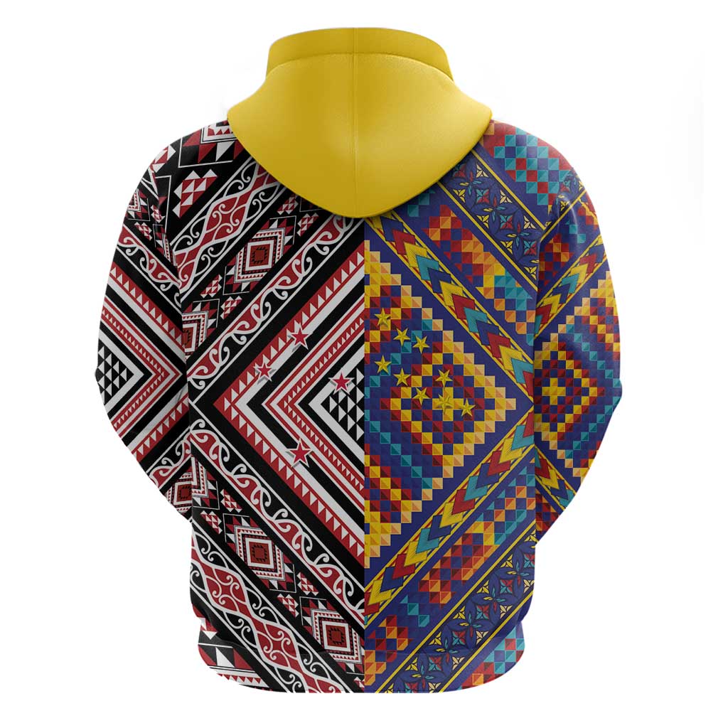 Tuvaluan and New Zealand Culture Zip Hoodie The Art of Kolose and Taniko - Aussie Hoodie