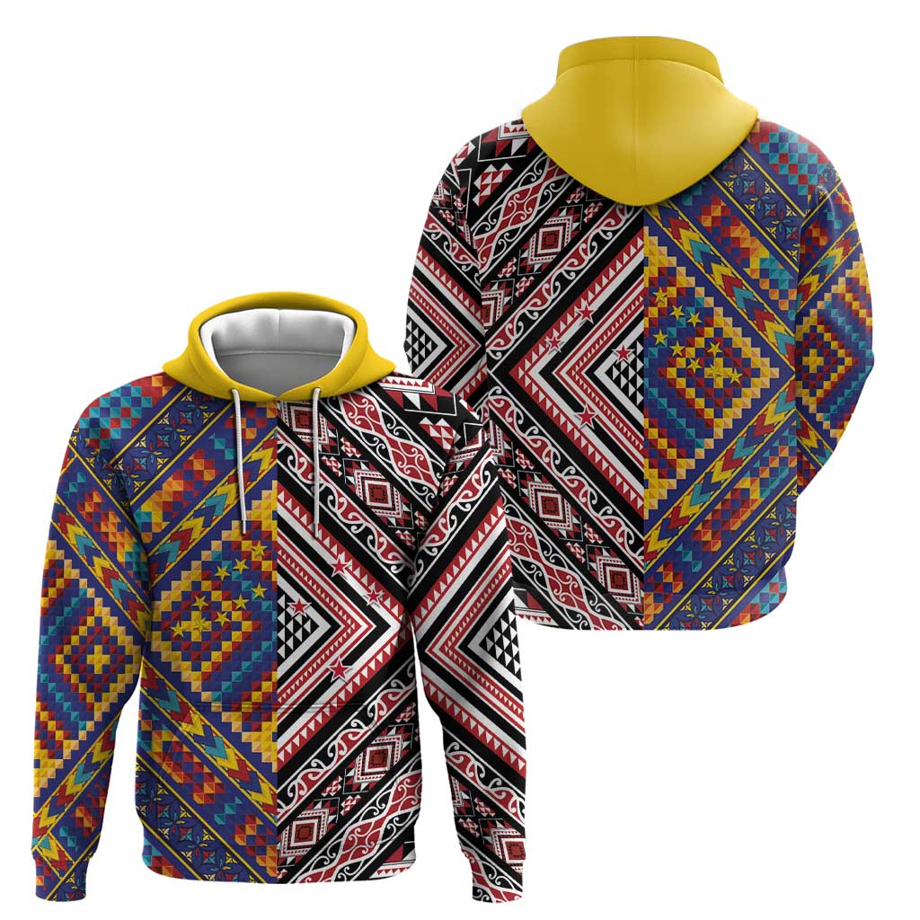 Tuvaluan and New Zealand Culture Zip Hoodie The Art of Kolose and Taniko - Aussie Hoodie