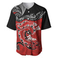 Personalised Aotearoa Toitu Te Tiriti Baseball Jersey Taniwha Tribal Motifs