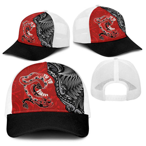 Aotearoa Toitu Te Tiriti Baseball Net Cap Taniwha Tribal Motifs