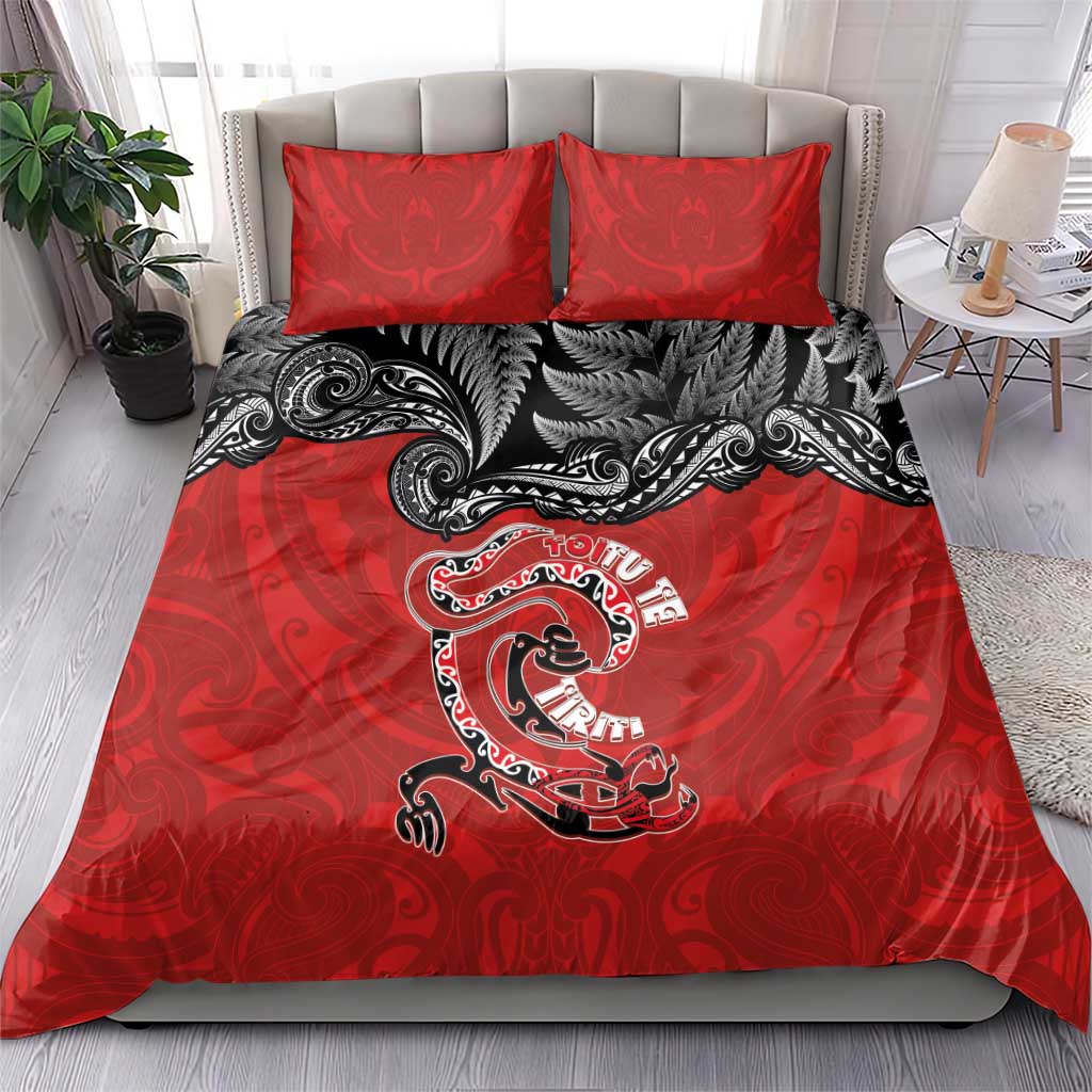 Aotearoa Toitu Te Tiriti Bedding Set Taniwha Tribal Motifs