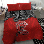 Aotearoa Toitu Te Tiriti Bedding Set Taniwha Tribal Motifs