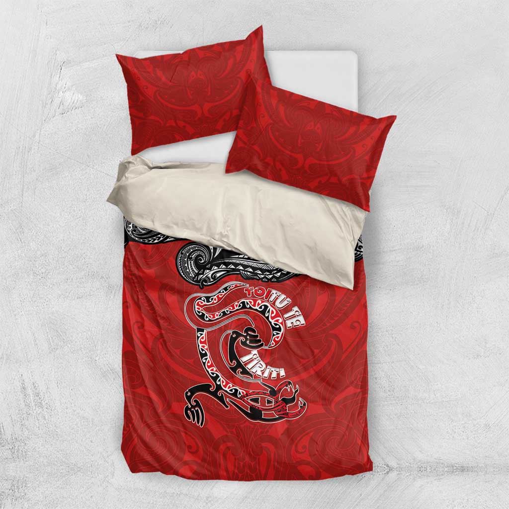Aotearoa Toitu Te Tiriti Bedding Set Taniwha Tribal Motifs