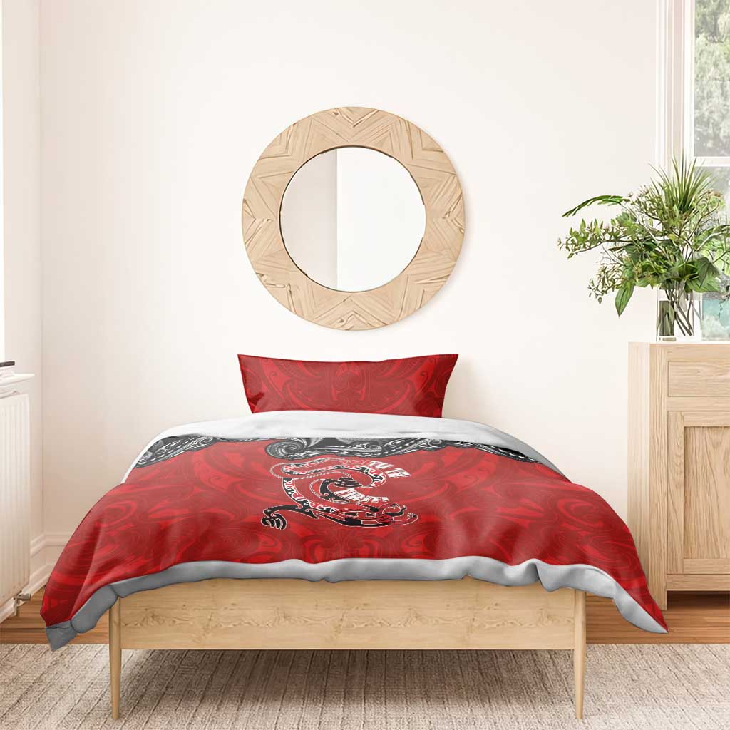 Aotearoa Toitu Te Tiriti Bedding Set Taniwha Tribal Motifs