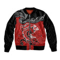 Personalised Aotearoa Toitu Te Tiriti Bomber Jacket Taniwha Tribal Motifs