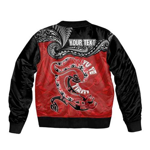 Personalised Aotearoa Toitu Te Tiriti Bomber Jacket Taniwha Tribal Motifs