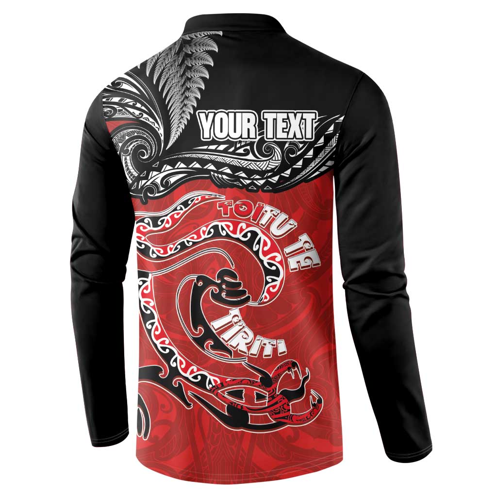 Personalised Aotearoa Toitu Te Tiriti Button Sweatshirt Taniwha Tribal Motifs