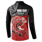 Personalised Aotearoa Toitu Te Tiriti Button Sweatshirt Taniwha Tribal Motifs